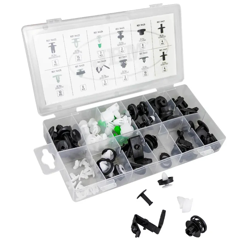 ASSORTIMENTO DI 79 PZ. CLIP PER PANNELLI PORTA/MODANATURA/TAPPEZZATURA VAG/SEAT/SKODA 53716 JBM Neuheit