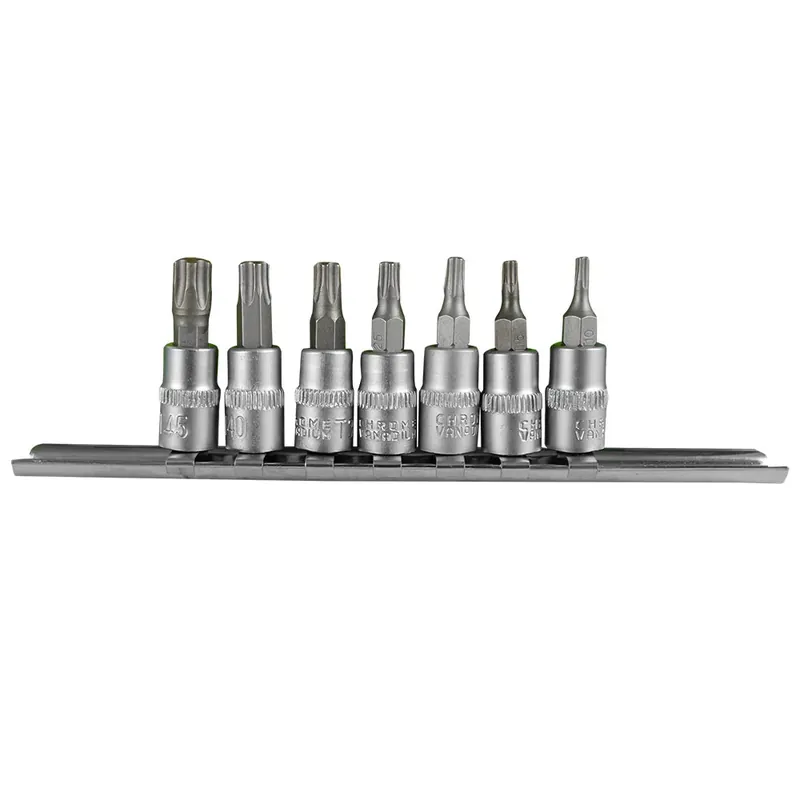 SET DI 7 INSERTI TS INVIOLABILI A 5 DENTI CON BUSSOLE 1/4" 51746 JBM Schneller Versand