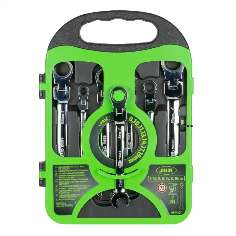 Top-Preis SET DI 7 CHIAVI COMBINATE ARTICOLATE CON CRICCHETTO 53017 JBM
