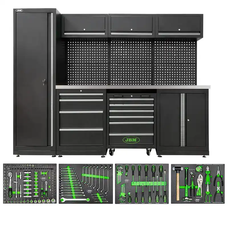 Schneller Versand SET DI MOBILI COMPONIBILI PER OFFICINA (18 PEZZI) - ARGENTO SERIE588S JBM