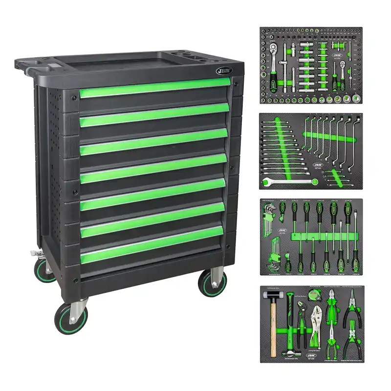 Billig CARRELLO UTENSILI 7 CASSETTI UGUALI VERDE 54553 JBM