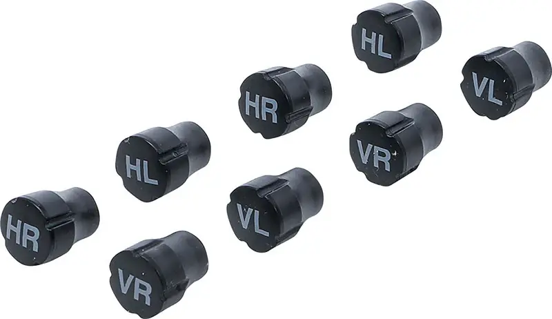 Sonderangebot SET 8 PEZZI, TAPPI PER VALVOLE IN PLASTICA, PER LA MARCATURA DEI PNEUMATICI BGS80722