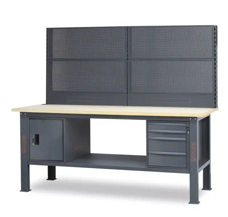Saisonangebot Banco da lavoro 2,1 m con piano in legno, 4 cassetti e modulo anta Beta C58BC-W2,1 4CA/A+SVR