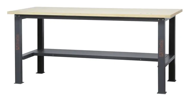 Ausverkauf Banco da lavoro semplice con piano in legno, lunghezza 2,1 m Beta C58BC-W2,1