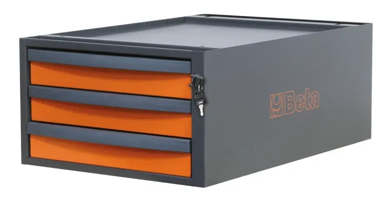 Cassettiera altezza 257 mm con 3 cassetti, per banchi componibili C58BC Beta C58CS 3C Must-Have