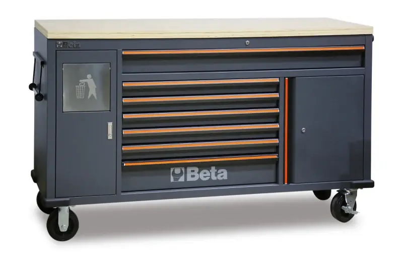 Billig Cassettiera mobile Work Station con 7 cassetti e cestino portarifiuti integrato Beta C45PRO 2.0 MWS/W