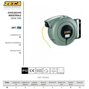 Neu AVVOLGICAVO INDUSTRIALE SERIE 7116 22mt. cavo massa 16mm
