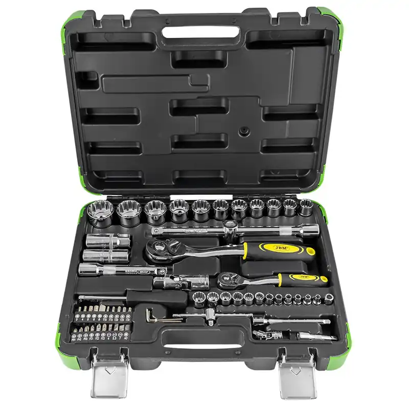 SET DI UTENSILI DA 60 PEZZI CON BUSSOLE SPLINE DA 1/2" E 1/4" – FINITURA CROMATA 53108 JBM Letzte Chance