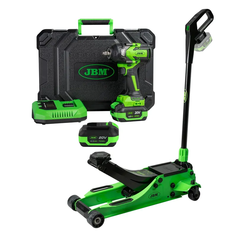 60051C CHIAVE AD IMPATTO 1/2" 1000NM + 60065 CRIC IDRAULICO 3T A BATTERIA + 60013 BATTERIA 4.0AH JBM SERIE582 Versand Am Gleichen Tag