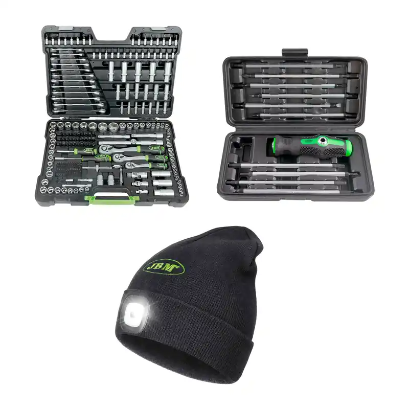 Preiswert 54034 VALIGETTA ATTREZZI DA 216 PEZZI + 53010 SET CACCIAVITI 20 IN 1 + CAPPELLO JBM SERIE603
