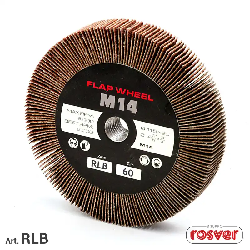 Flap Wheels with M14 Hole RLB D125xH.20 F.M14 Rosver - Conf.5pz Garantierte Lieferung