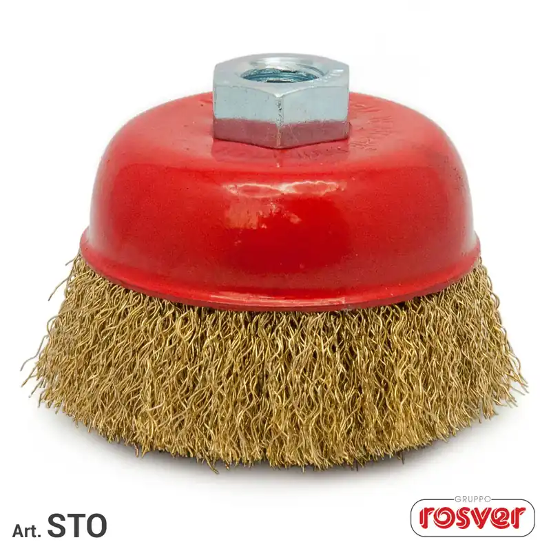 Rabatt Cup Brush with Wavy Wires - Rosver - STO Acciaio - Conf.1pz