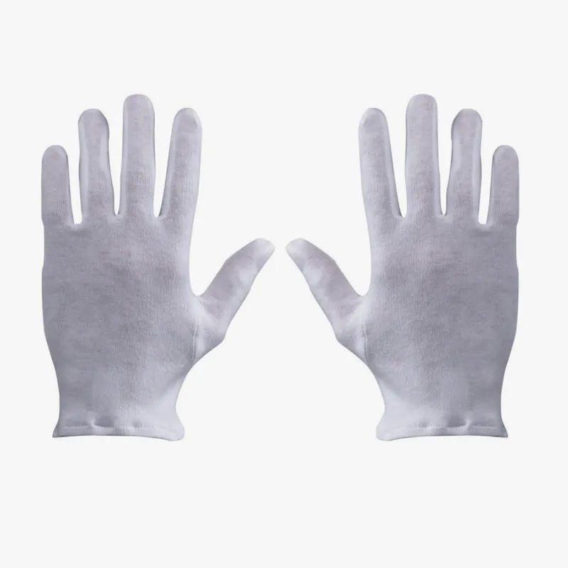 Geprüft White cotton knit gloves 335026 - 12pcs