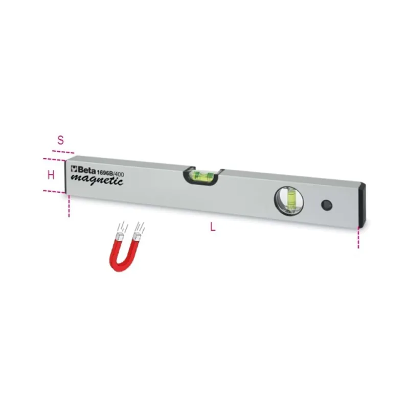 Letzte Chance Spirit level with magnetic base in anodised profiled aluminium L.400mm - 1696B Beta