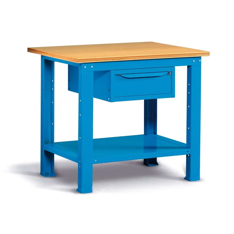 Preis Gesenkt WORKSHOP WORKBENCH WOODEN TOP 1024 X 705 X 880 H - WARDROBE 1 DRAWER - FAMI - BLUE