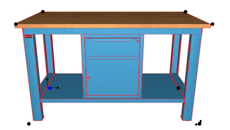 Knallerangebot WORKSHOP WORKBENCH WOODEN TOP 1500 X 750 X 880 H - CABINET 1 DRAWER 1 DOOR - FAMI - BLUE
