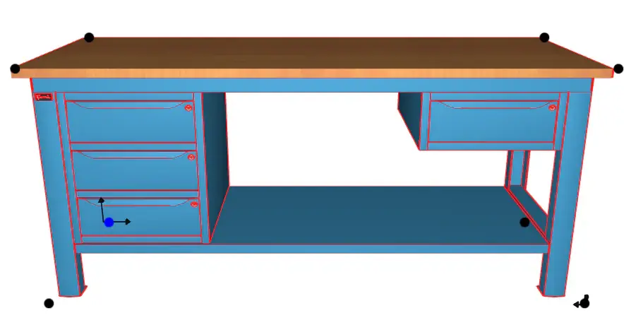 Knallerangebot WORKSHOP WORKBENCH WOODEN TOP 2000 X 750 X 880 H - WARDROBE 3 DRAWERS + WARDROBE 1 DRAWER - FAMI - BLUE