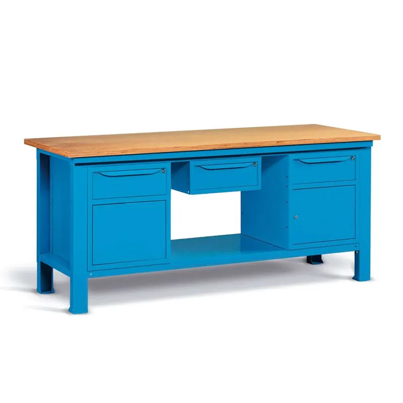 Sale WORKSHOP WORKBENCH WOODEN TOP 2000 X 750 X 880 H - 2 CABINETS 1 DRAWER 1 DOOR + 1 WARDROBE 1 DRAWER - FAMI - BLUE
