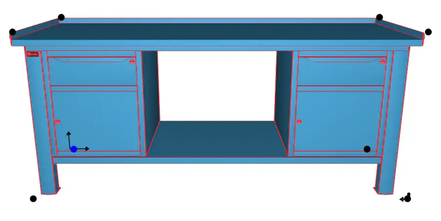 WORKSHOP WORKBENCH STEEL TOP 2007 x 705 x 855 H - 2 CABINETS 1 DRAWER 1 DOOR - FAMI - BLUE Online Kaufen