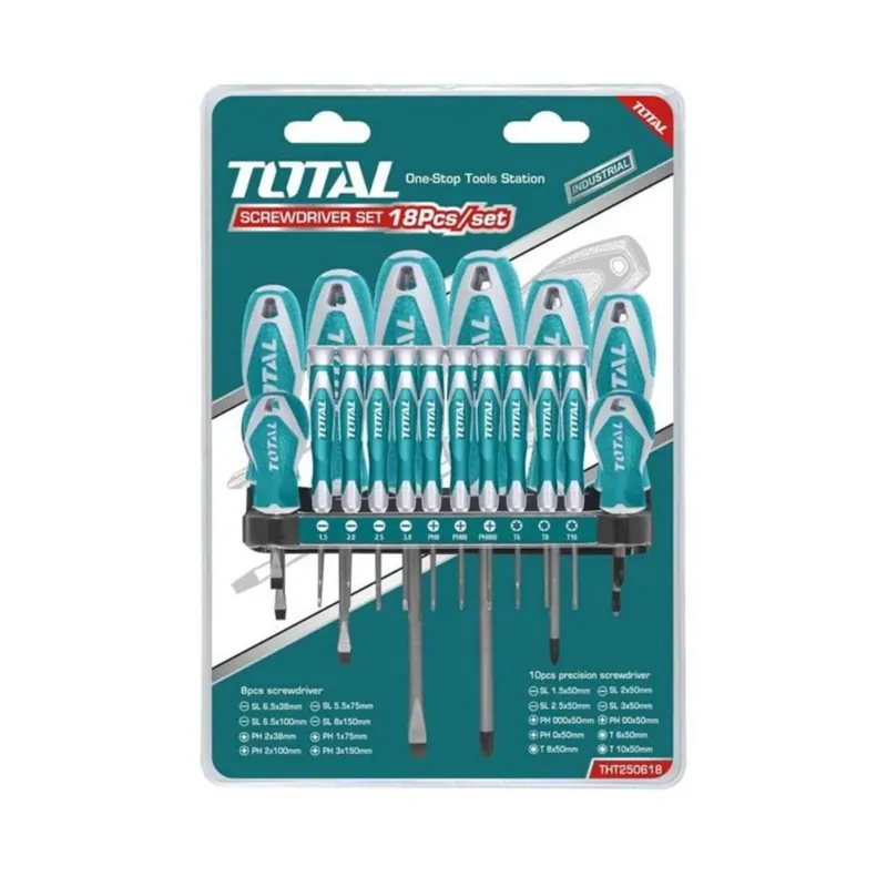 Set 18 Screwdrivers with Cr-V holder - Total 4181400018 Kracherpreis