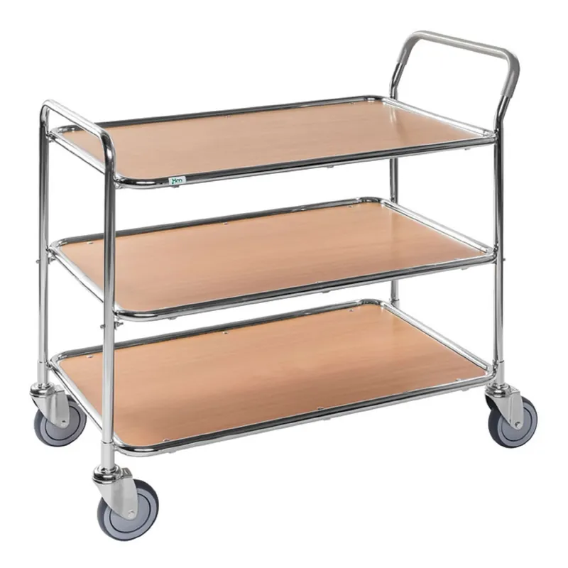 Highlight Smaller service Table trolley with 3 shelves Beech / Black - Kongamek