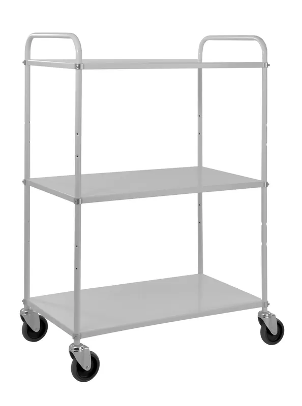Tall sheet metal Gray trolley, 3 shelves L x W x H (mm) 980 x 585 x 1445 Ausverkauf