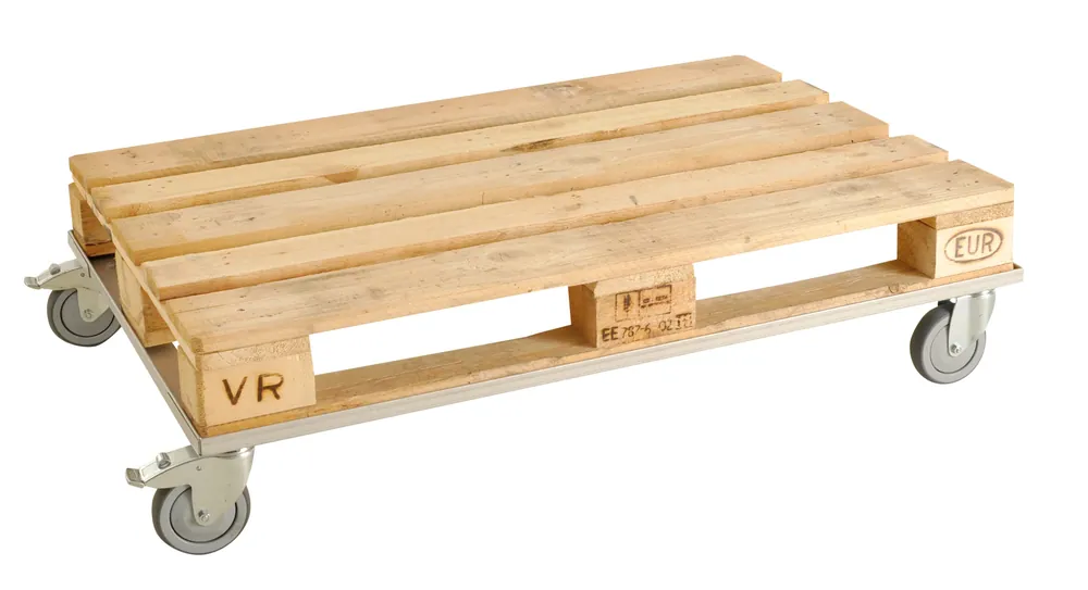 Versand Am Gleichen Tag Low pallet trolley 4 swivel wheels 2 with brake Kongamek KM217F