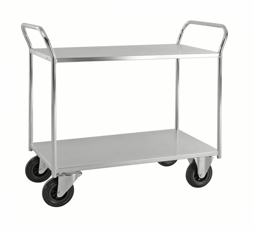 Shelf trolley 2 levels fully welded Electro galvanized brake KM4126-EB Kongamek Neue Kollektion
