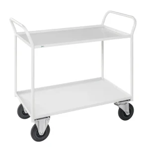 Begrenztes Angebot Shelf trolley 2 levels, fully welded White - KM41233 Kongamek