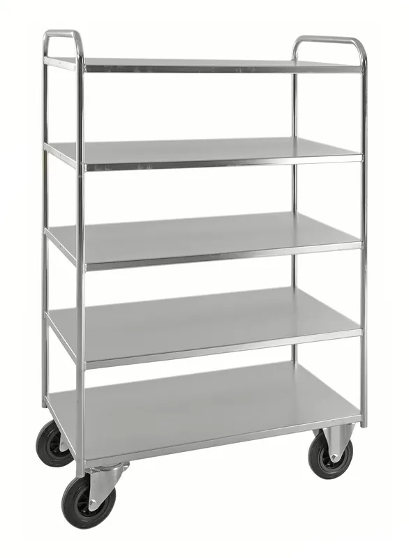Bestseller Shelf trolley 5 levels fully welded Electro galvanized brake KM4145-EB Kongamek