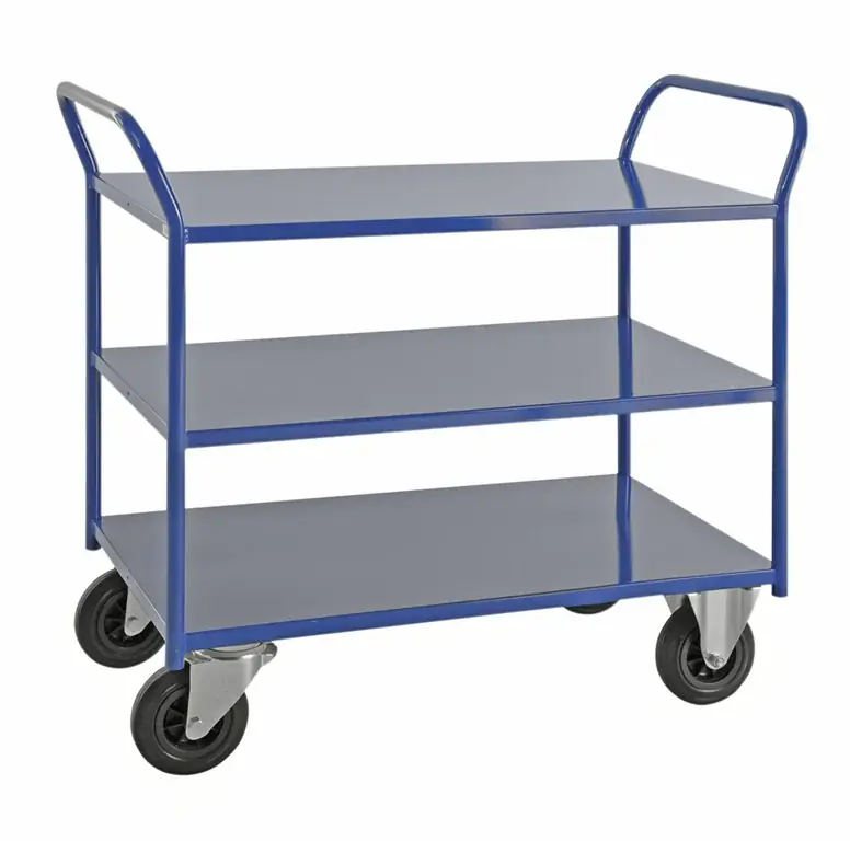 Shelf trolley 3 levels, fully welded Blue KM4169-B Kongamek Nur Für Kurze Zeit
