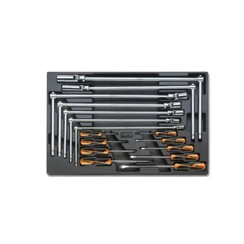Rigid thermoformed ABS screwdriver/socket spanner assortment 16pcs. Beta Echt