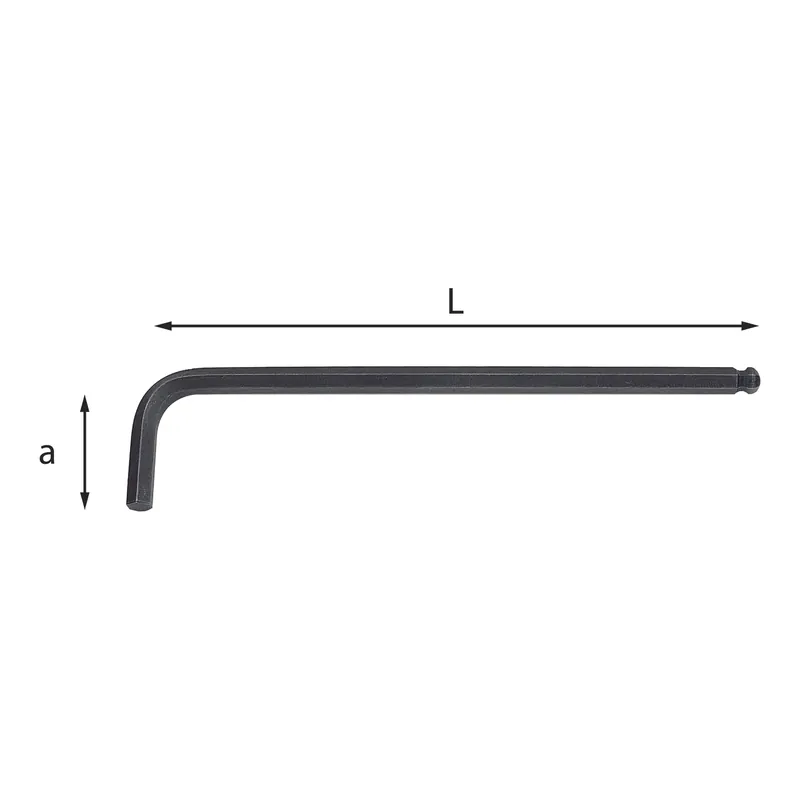Highlight 8mm Long angled hexagon keys with spherical head - Usag 280 LTS