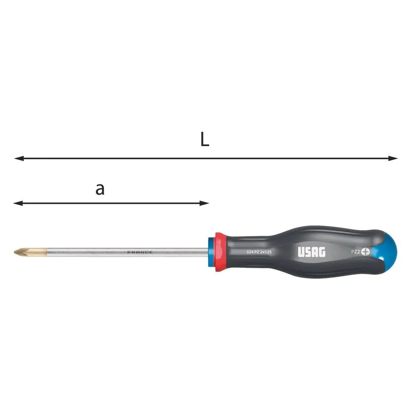 Heißes Angebot 1x75 M2 Screwdriver for Pozidriv screws L. 184mm - Usag 324 PZ