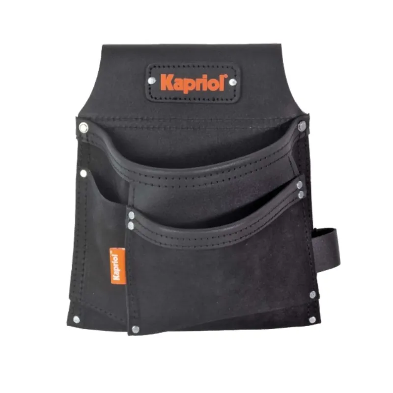 Black 3-pocket carpenter's leather bag - Kapriol 25055 Mega-Angebot