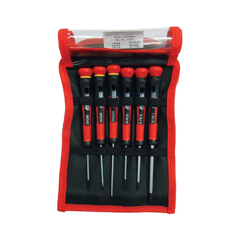 Zertifiziert Set of 6 mini screwdrivers with PH swivel and cutting head - Fermec 8296