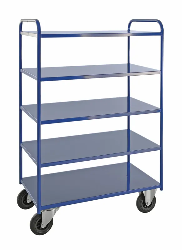 Shelf trolley 5 levels, fully welded Blue with brake - KM4145-BB Kongamek Preisknaller
