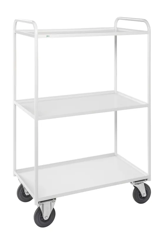 Heißes Angebot Shelf trolley 3 levels, fully welded White with brake - KM4149B Kongamek