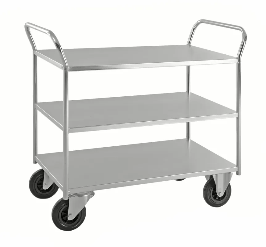 Shelf trolley 3 levels fully welded Electro galvanized brake KM4127-EB Kongamek Neu
