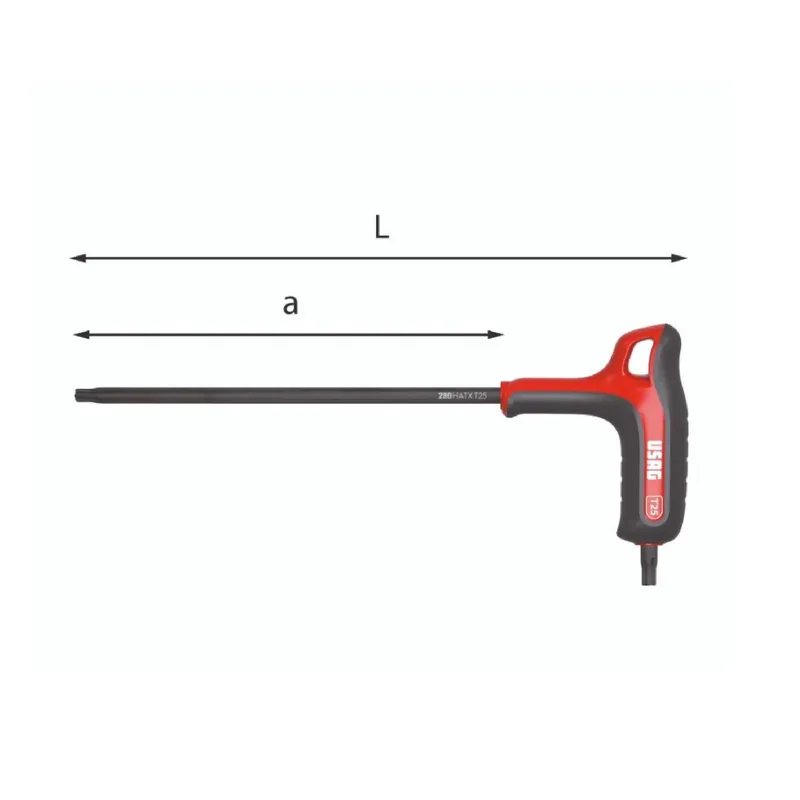 Bent male wrenches with handle for Torx imprint screws - Usag 280 HATX Kracherpreis