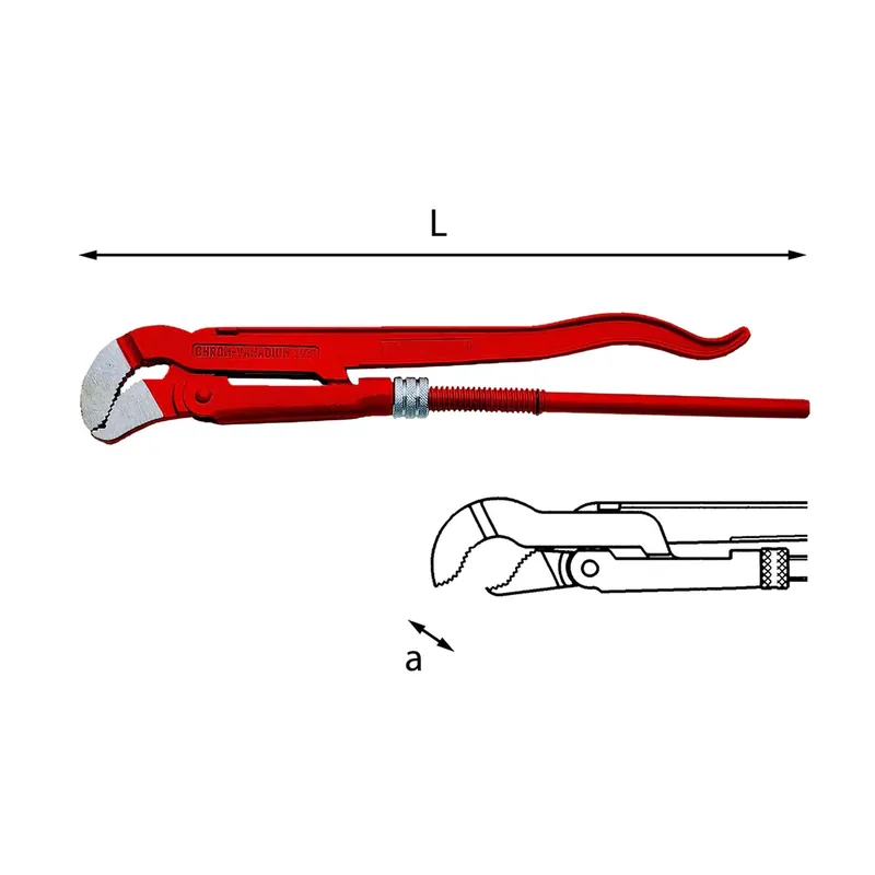 Swedish model pipe wrench with thin 45 shaped jaws 310 N 270 Bestseller