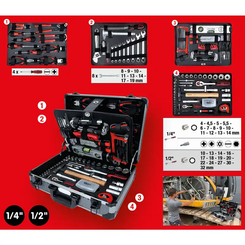 Top-Angebot 1/4"+1/2" Werkzeug-Satz, 127-tlg