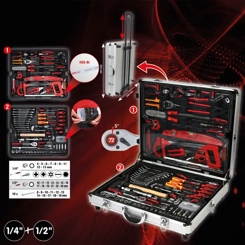 Saisonangebot 1/4"+1/2" Werkzeug-Satz, 127-tlg