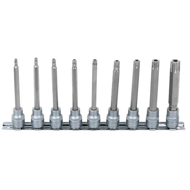 Schneller Versand 3/8" Bit-Stecknuss-Satz, lang, 9-tlg, TB20-TB60 mit Stirnlochbohrung