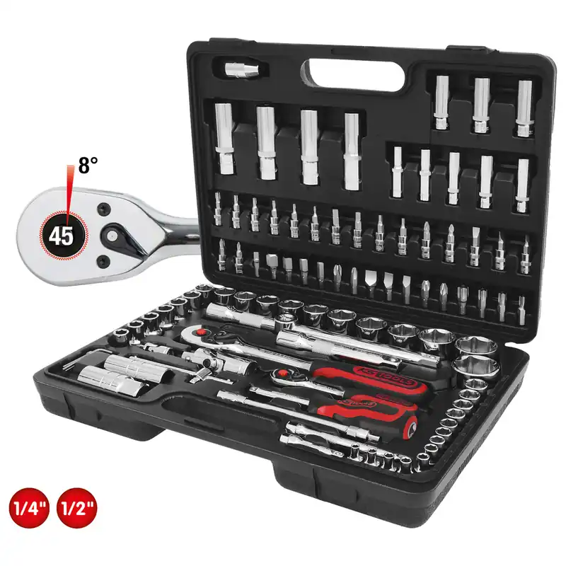 Sonderaktion 1/4"+1/2" CHROMEplus Steckschlüssel-Satz, 96-tlg