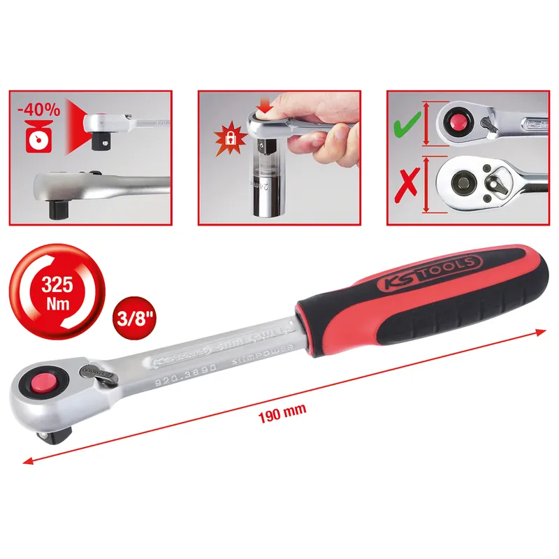 Preisknaller 3/8" SlimPOWER Umschaltknarre,72 Zahn