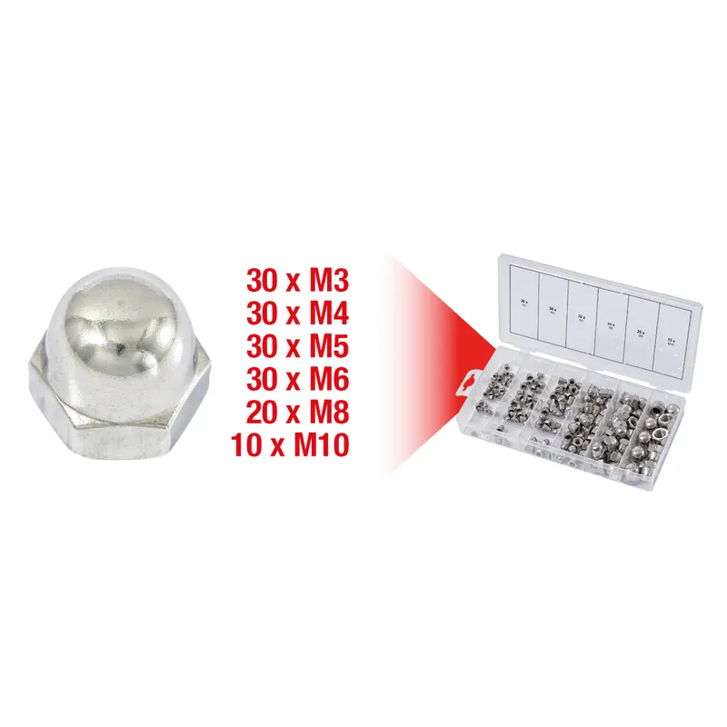 Billig Sortiment Edelstahl-Muttern, metrisch, 150-tlg