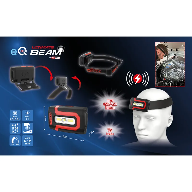 Beliebt eQiUltimateBEAM 2in1 Kopflampe/ Arbeitsleuchte 450 Lumen