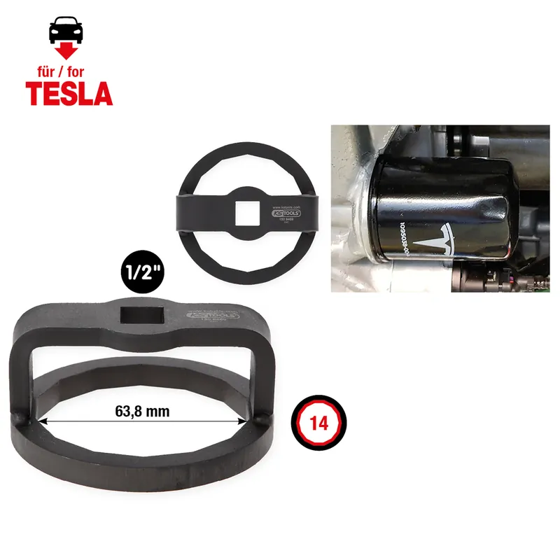 Jetzt Kaufen 1/2" Ölfilterschlüssel für Tesla, Ø 63,8 mm / 14 Flächen