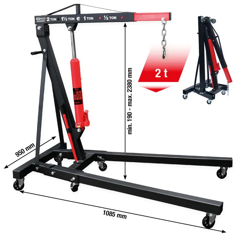 Begrenztes Angebot performance Werkstattkran, klappbar, 2000 kg